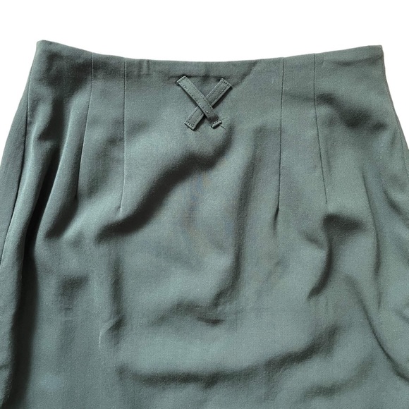 Vintage Army Olive Green High Waist Midi Wrap Skirt with Belt Loops Medium - Picture 4 of 4